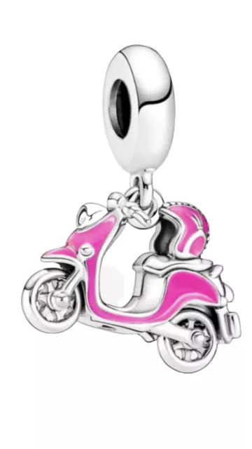 Moped Scooter Charm Pink 925 Silver Brand New Uk Stock