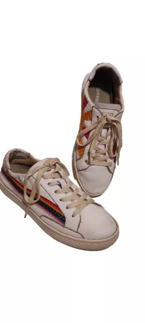 Soludos Womens Good Vibes Leather Rainbow Wave White Sneaker Shoes Size Us 7.5