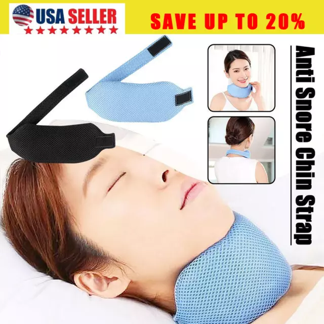 Unisex Anti Snore Chin Strap Adjustable StopSnoring Sleep Neck Brace Breathing