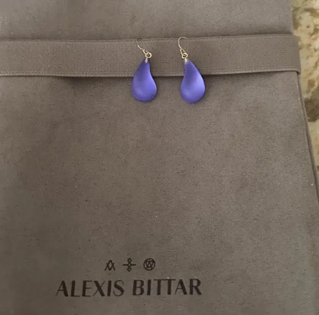 100% Authentic Alexis Bittar Electric Purple Lucite Dewdrop Earring