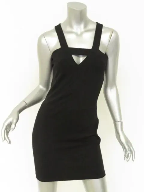 Mugler Dress Black Cutout Stretch Jersey Size 38 Sleeveless Mini LBD NEW