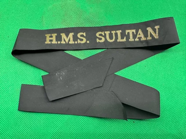 Genuine British Royal Navy H.M.S Sultan Cap Tally - Full Length - Mint Unissued