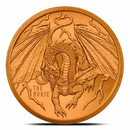 1 Unze 999 Kupfer - Drache / Monster - Kupferbarren - Medaille - Selten