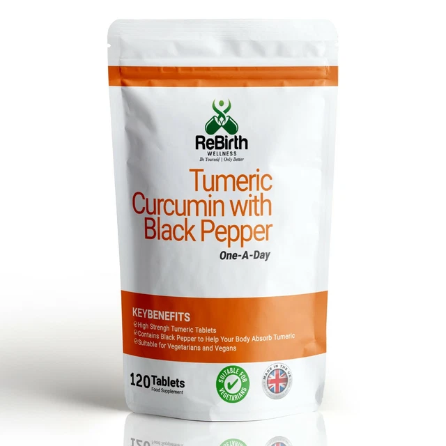 TURMERIC CURCUMIN 1500MG PLUS Black Pepper Pills Tumeric 120 Tablets