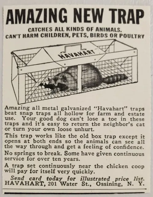 1947 Print Ad Havahart Animal Traps Catches All Kinds Ossining,New York