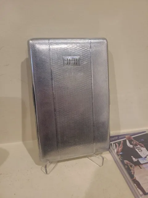Vintage Art Deco style HAR-BRO Brand cigarette case -WW Silver Plated