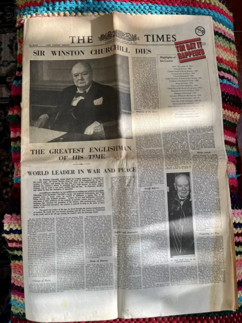 Vintage 'The Times' Newspaper - Sir Winston Churchill Dies 25/1/65