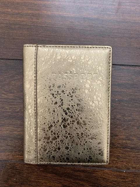 NWT J.Crew Leather PASS PORT Holder Gold