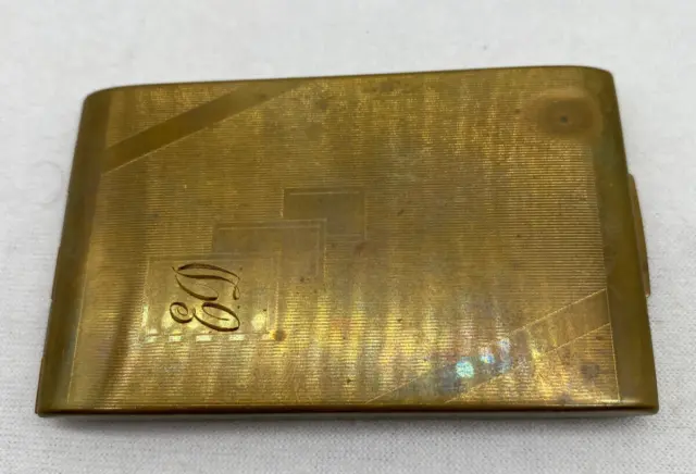 Stratton England Vintage 1940's - 1950's Brass Powder Compact Engraved Initials