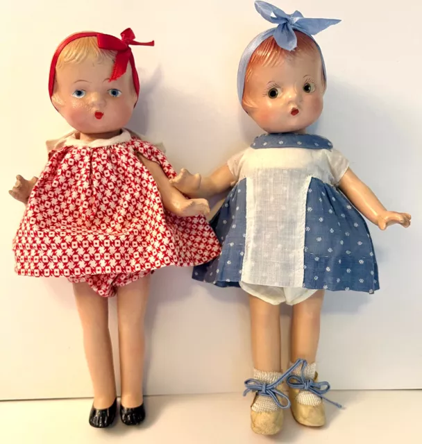 VTG 1934 Effanbee Patsyette Baby Doll Composition Patsy Babs Sally 2 dolls 9.5”