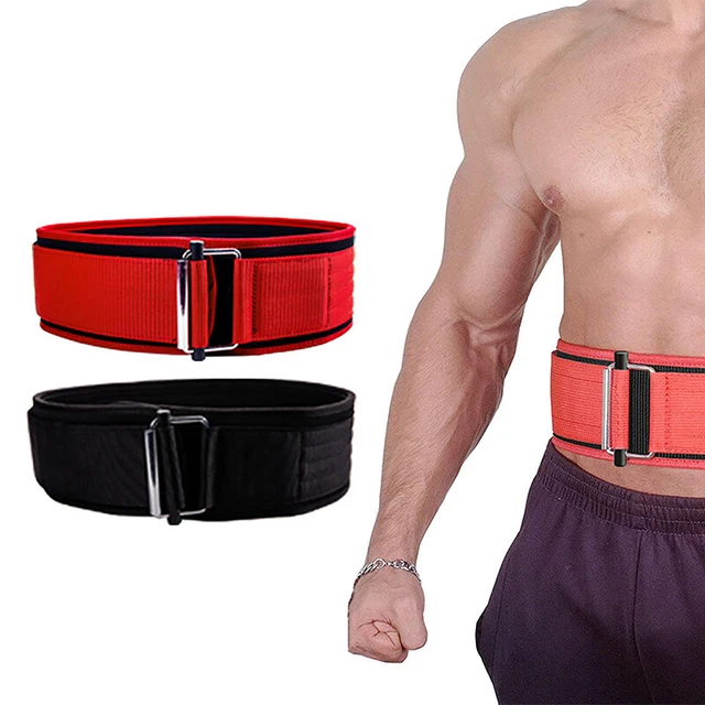 Quick Locking Weightlifting Belt Adjustable Nylon Gym Workout Belts For Men ~~