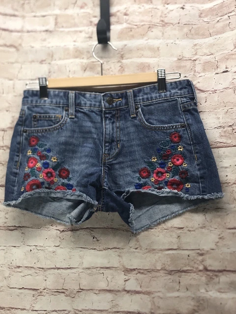 Gap Womens Shorts Size 0 Sexy Boyfriend Short Short Embroidered Flowers
