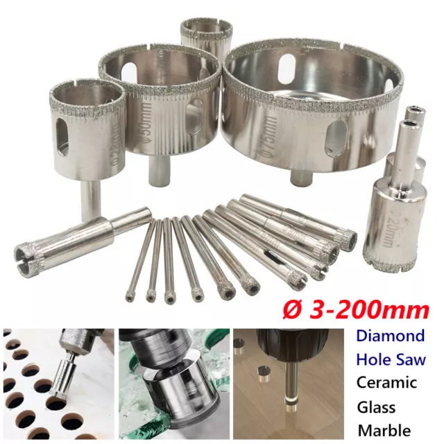 Ø 3-200mm Diamond Hole Saw Drill Bit Cutter Ceramic Glass Marble Tile Porcelain