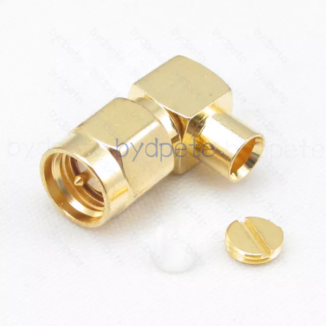 RG141 SMA male plug Right angle RF connector for RG402 Semi-rigid Cable bydpete