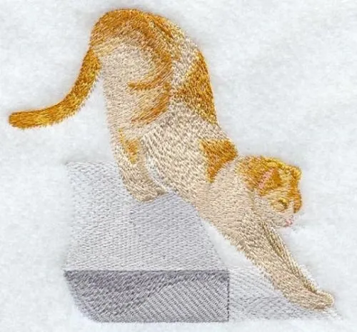 Embroidered Sweatshirt - Stretching Cat I1262 Sizes S - XXL