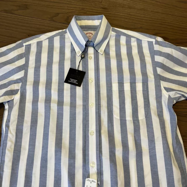 NWT BROOKS BROTHERS Madison Mens Short Sleeve Button-Down Shirt Blue ...