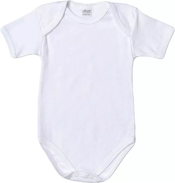 Body Manches Courtes De Nouveau-Né en Laine Coton Doux Ellepi AF801 Enfant Blanc