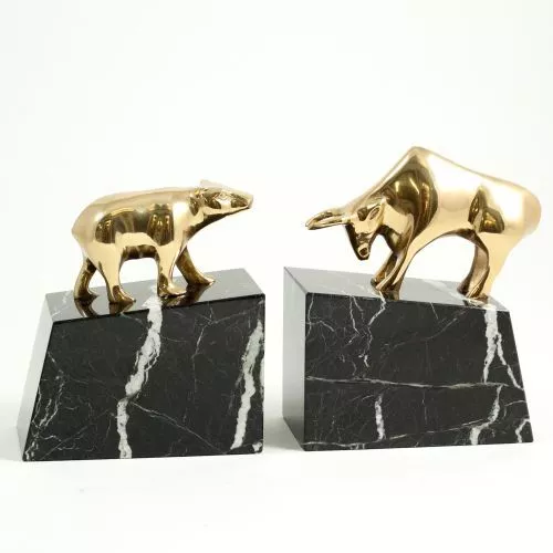 Bey Berk "Stock Market" Brass Bull & Bear Bookends