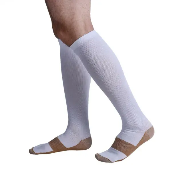 Lot de chaussettes de compression en cuivre anti fatigue mollet haut sous le genou pied soulagement de la douleur 2