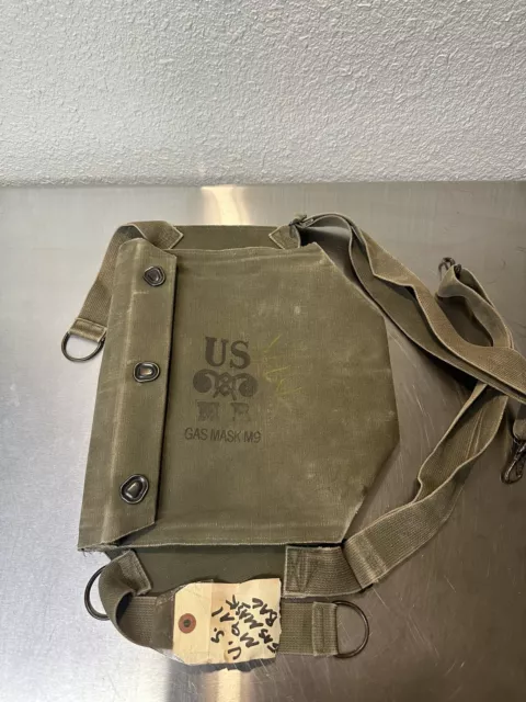 Korea Era US Army/USMC M9 Canvas Gas Mask Carry Bag w/Straps - Used