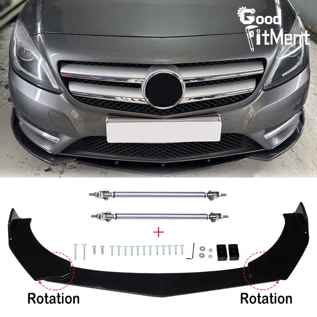 Black Front Bumper Lip Splitter Kit With Strut Rods For Mercedes-Benz C43 AMG & C300 – Matte Finish
