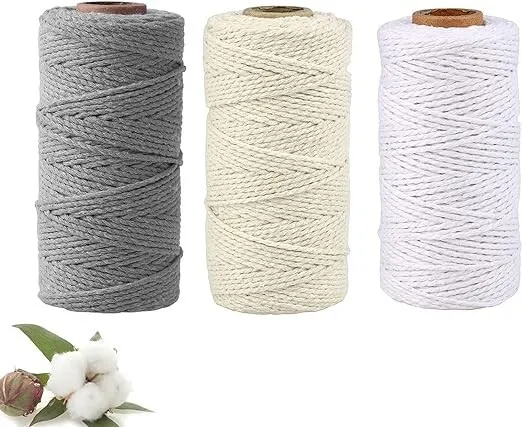 Macrame Cord, 600m, 2mm×100m Cotton Cord Handmade 2 Strands Twisted Macrame Cord