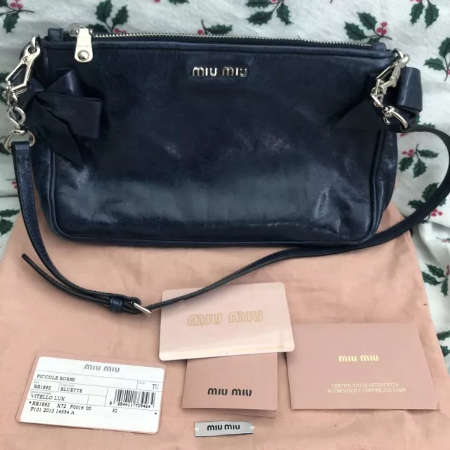 Authentic Miu Miu Vitello Lux Shoulder Pouch Bag RR1892