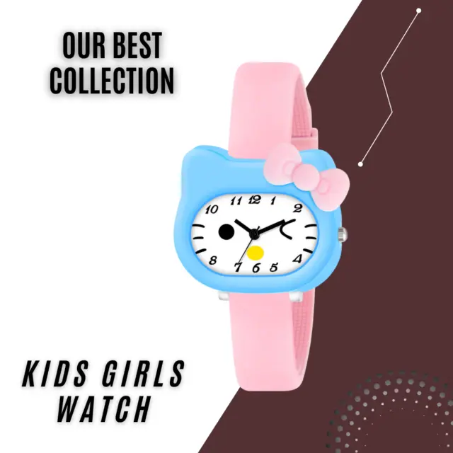 Hello Kitty Kids Child Cute Cartoon Girls Analog Watch With Silicone Strap Band