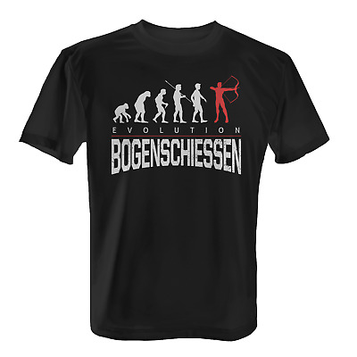 Evolution Bogenschießen Herren T-Shirt Fun Shirt Motiv Bogen Schütze Sport Hobby