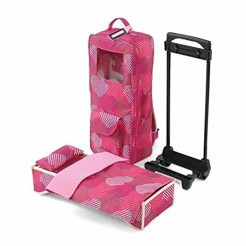 DOLL ACCESSORIES Closet Case Carrier Trolley Bed with Bedding 18 Inch EMILY ROSE