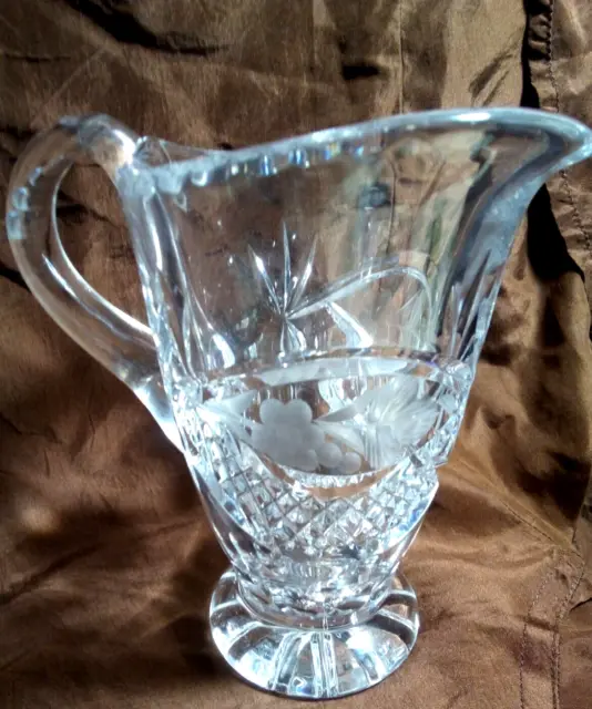 Antique Cut Glass Pitcher American Brilliant Period ABP Crystal 5 1/4" Tall