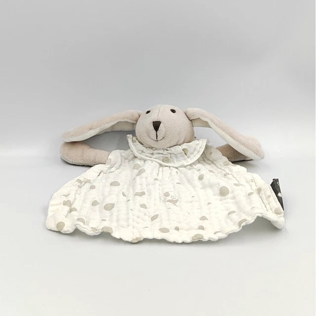 Doudou plat lapin beige blanc pois ATMOSPHERA - 32430