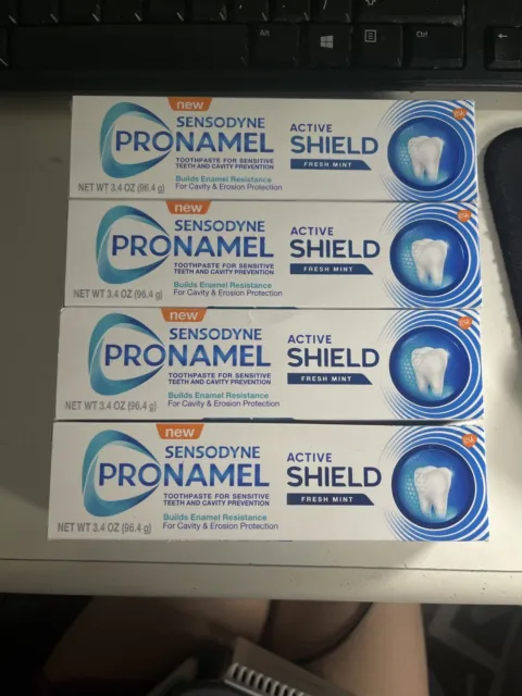 lot of 4  Sensodyne Pronamel Active Shield Toothpaste - Fresh Mint - 3.4oz 12/24