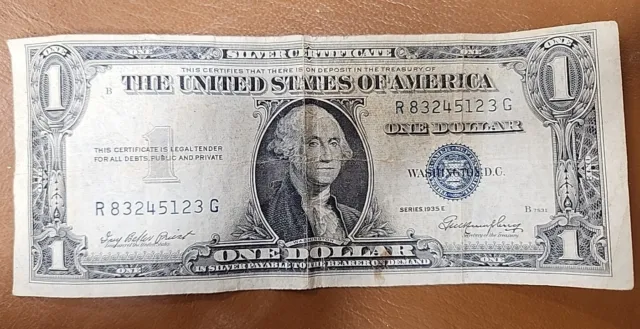Series 1935 E Blue Seal. One Dollar Silver Certificate Note. Rare! 🔥