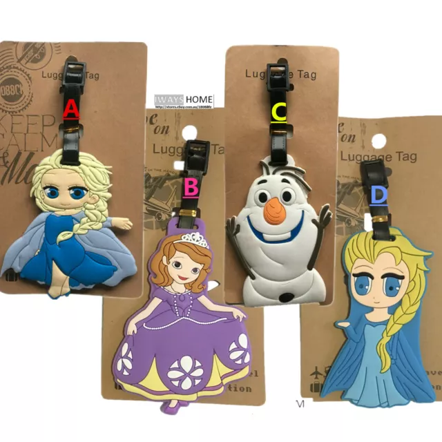 Frozen Elsa Olaf Travel Luggage Tag School Bag Silicone NEW Cartoon Kids Disney