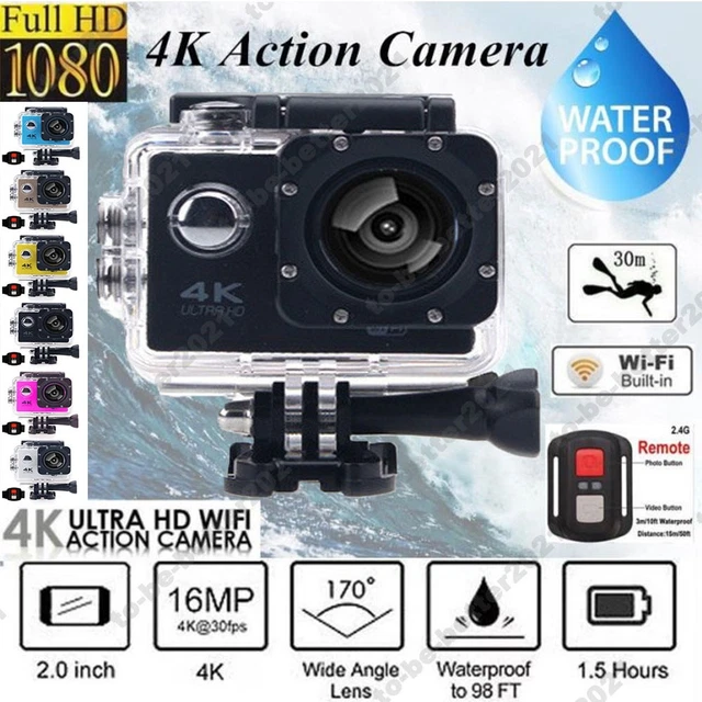 Rouge-Caméra d'action Wifi 12MP 4K 25fps Ultra HD 170D Go, étanche Pro dehors révélant le casque