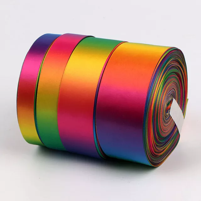 Polyester Double Sided Rainbow Satin Grosgrain Ribbon DIY accessories