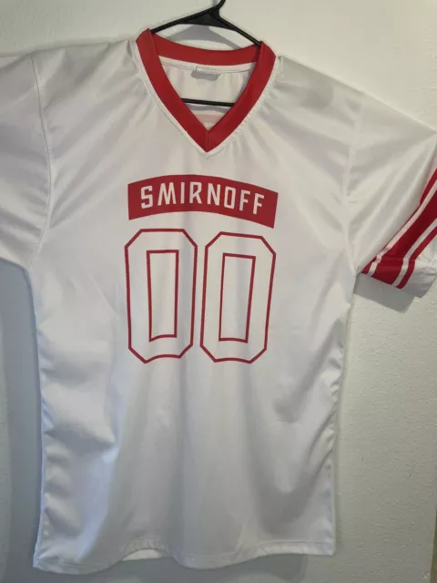 Promo Smirnoff Vodka #00 White And Red Football Jersey Men's Large