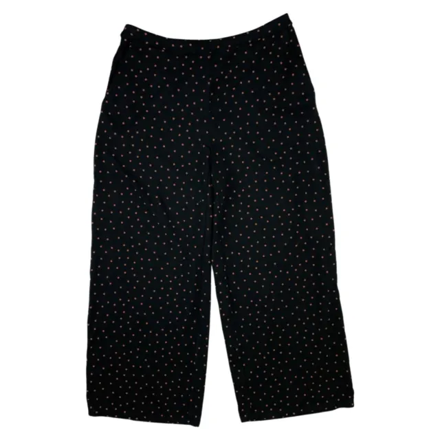 J Jill Pants Size XS NWT Polka Dot Full Leg Cropped Capris Stretch Knit Black