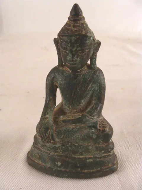 Antique 19C Burmese Bronze Seated Buddha Figure