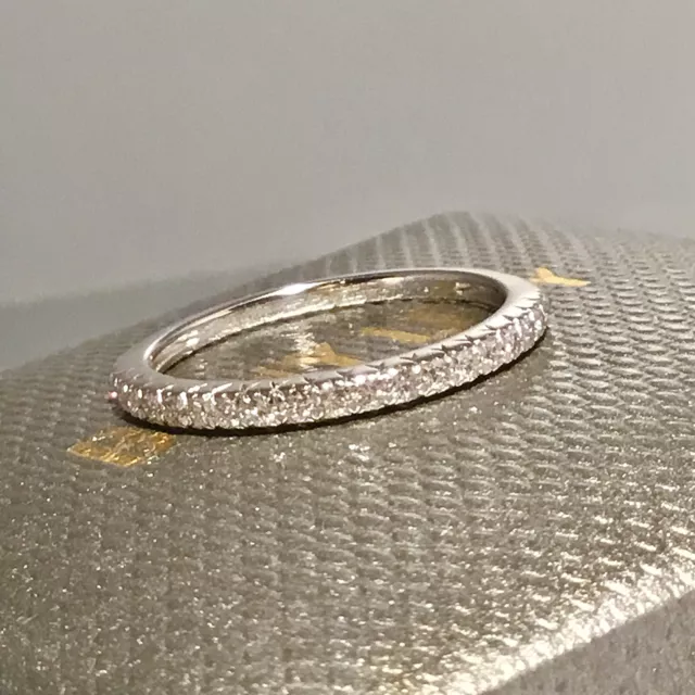 Sold Out! Bony Levy 18 K White Gold Pave Diamond Stackable Band Ring Size 7