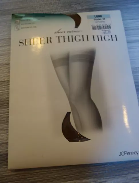 Sheer Caress Thigh High Stockings Nylon Size Long Suntan