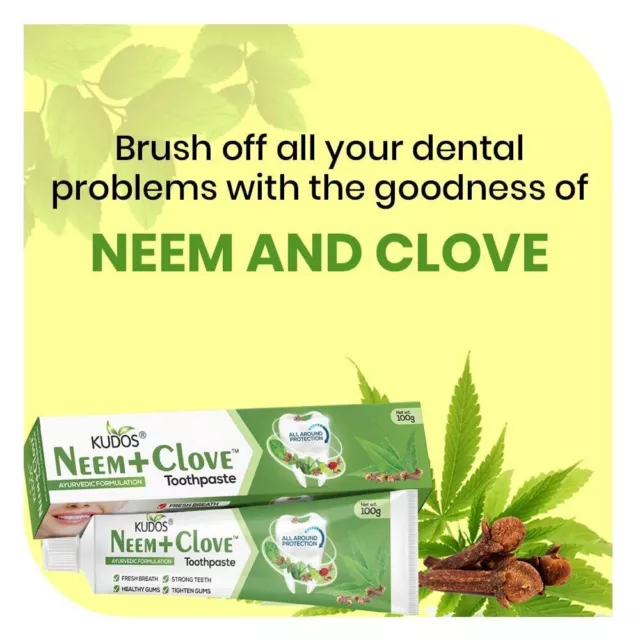 Kudos Ayurveda Neem And Clove Toothpaste Relief Cavities & Sensitivity - 100 gm