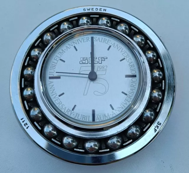 Orologio da tavolo scrivania arredo VINTAGE SKF Sweden 75° anniversario 1982