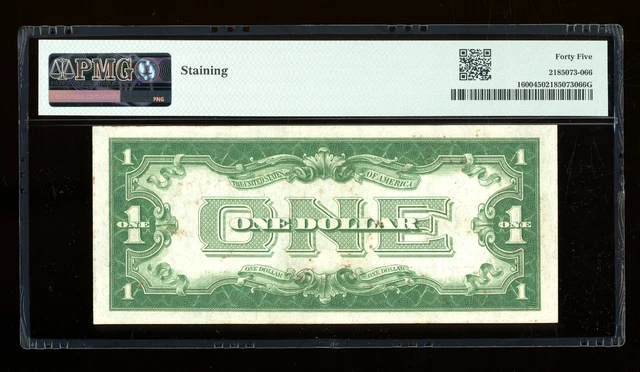 DBR 1928 $1 Silver Fr. 1600 BA Block PMG 45 Serial B94520542A 2