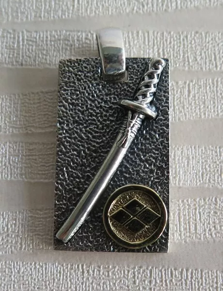Japanese Samurai " Takasugi Shinsaku" Tag Sterling 925 Silver Pendant