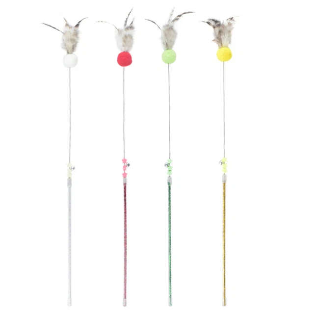 4 Pcs Cat Catcher Toy Cat Teaser Cat Scratching Toy Kitten Toys Feathered Cat