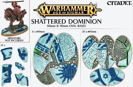 Shattered Dominion 60 und 90mm Oval Bases (26 Bases) Games Workshop Oval Base