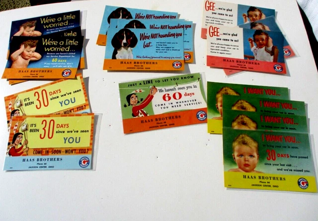 VTG lot x 15 PONTAIC Haas Brothers Automobile service reminder cards garage CARS