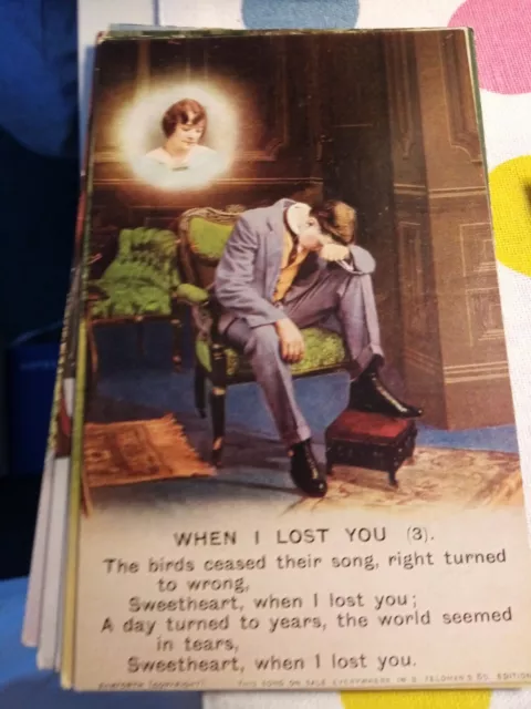 Pl6 OLD POST CARD ww1 song card  when I lost you 3